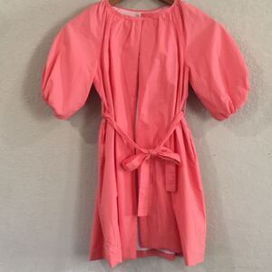 NEW Babychi‎ Girls Sz 8-10Y Organic Coral Puff Sleeve Robe VIC Belt 100% Cotton